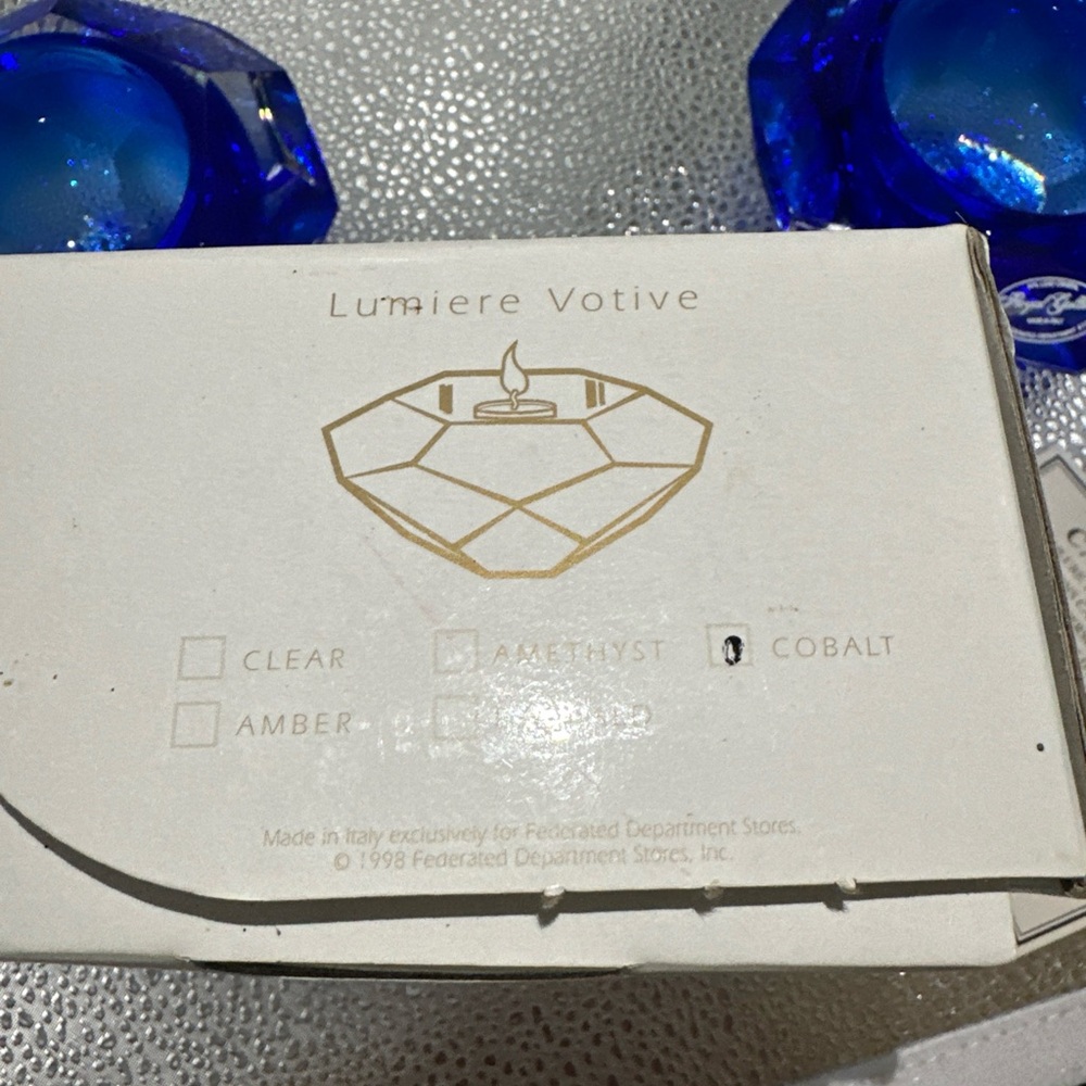 Royal Gallery Italy Blue Crystal Candle Holders 4” - Picture 11 of 13